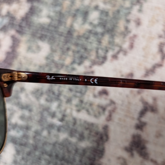 Ray-Ban Clubmaster Classic Sunglasses RB 3016 Tortoise On Gold G 15 Green - Picture 3 of 6